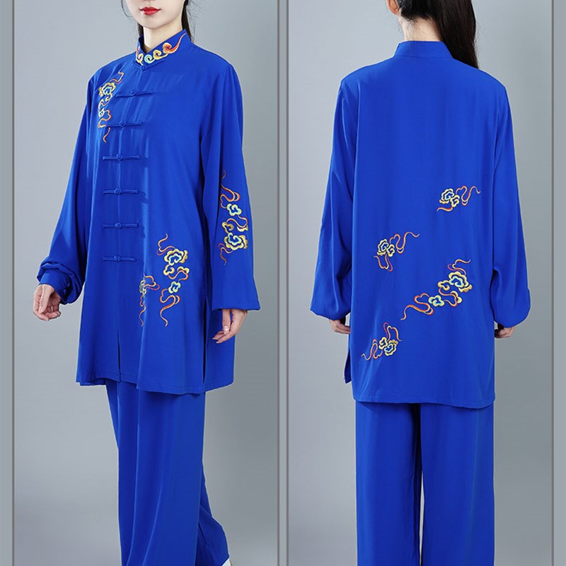 现货速发2020太极服春款刺绣表演服晨练服武术太极拳练功中长款