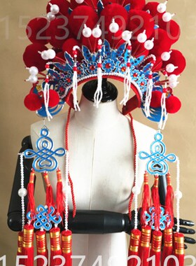 速发凤人成冠霞帔中式婚礼六一楼秀新娘头冠绒球凤冠婚纱影走艺术