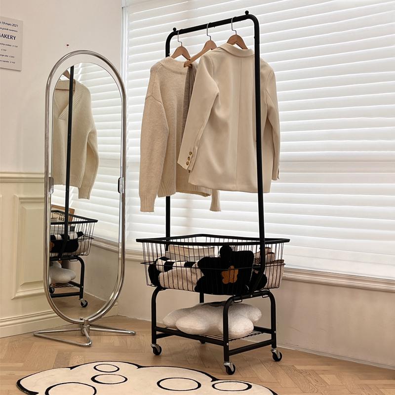 落地展示挂衣架卧室置物晾衣服收纳架服装店可移动式黑色衣帽架子