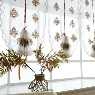 欧式双面绣花现代客厅窗纱提拉帘升降帘气球帘成品飘窗帘布罗马帘