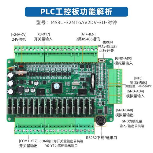 陆杰FX3U PLC国产芯14 20 24 32 48点MRT带网口 2路485 8轴工控板