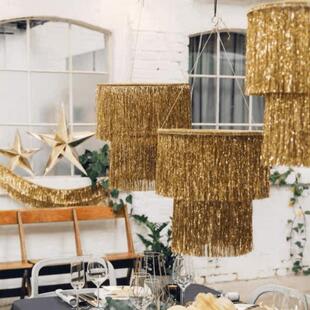 双层雨幕灯饰流苏灯会主题舞台布置开店软装漂亮的背景装饰