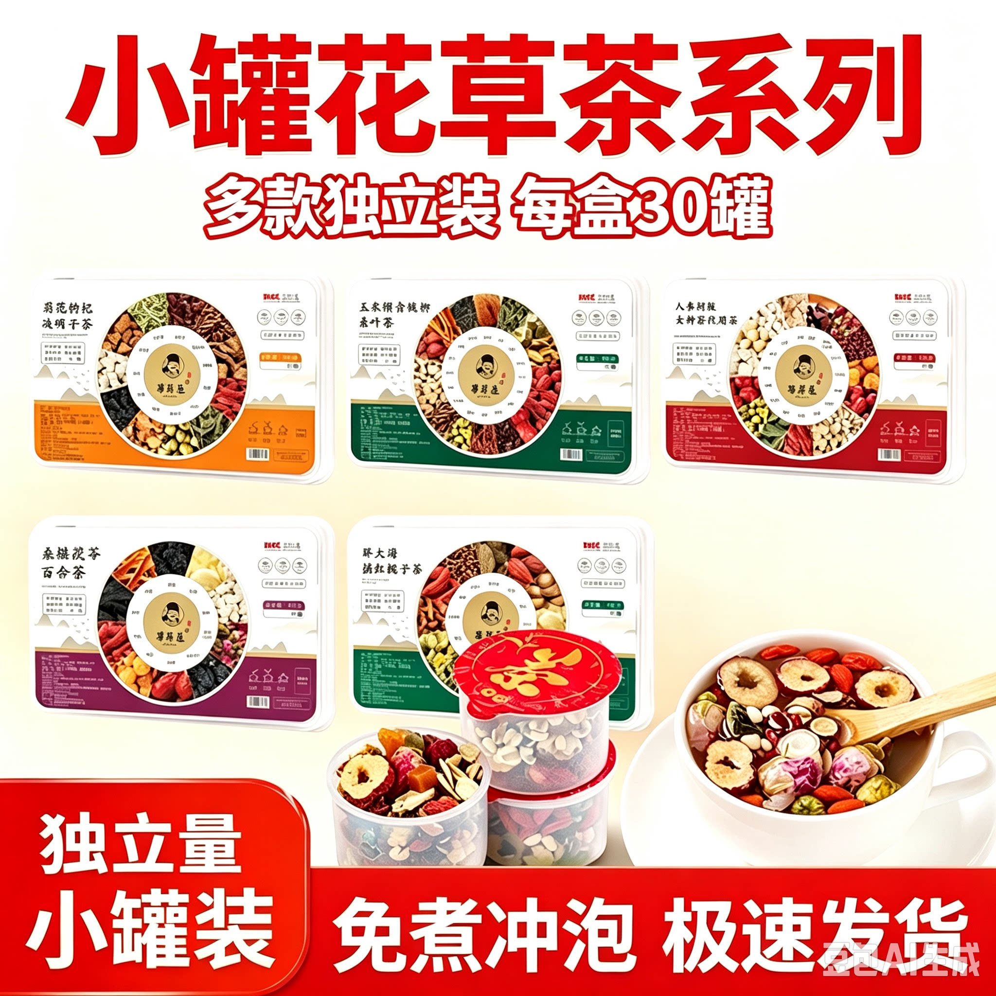 小罐独立装花草人参阿胶枸杞桑葚