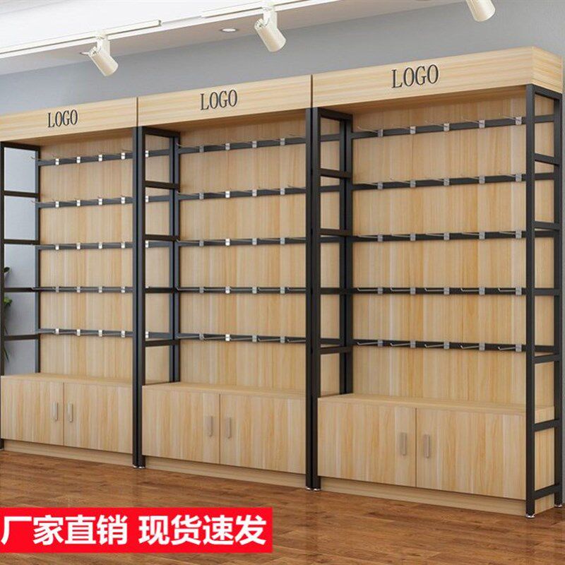 极速展示柜轻奢木质黑色隔层x架子铁质卫生巾美发店大气商业别墅