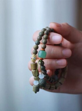 极速静心正宗阿根廷绿q檀木佛珠双圈手串浓香型文玩念珠女士小清