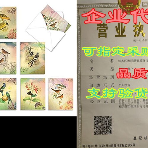 极速The Best Card Company - 10 Bird Note Cards Blank (4. x 5