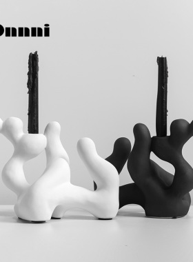 极速装饰推荐浪花烛台陶瓷摆v件轻奢创意家居酒店样板房客厅卧室