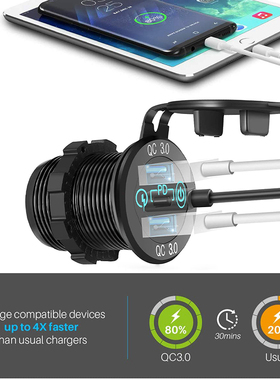极速12V/24V Triple UpSB C Car Charger Socket USB Outlets PD