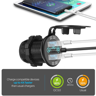 极速12V/24V Triple UpSB C Car Charger Socket USB Outlets PD