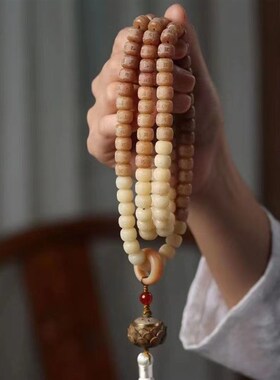 极速白玉菩提手串108颗风化菩C提根手持脖挂文玩佛珠念珠项链