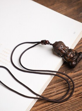 极速沉香木释迦摩尼佛项链吊坠挂件实H木雕刻宝宝佛手把件大日如