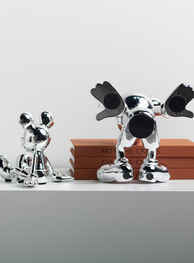 新品装饰推荐g米老鼠树脂摆件电镀可爱儿童房样板间软装饰品电视