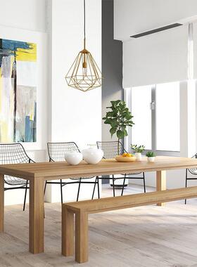 简约风实木会用议桌 工作室原木脑办公桌 家餐桌工作电台97411桌