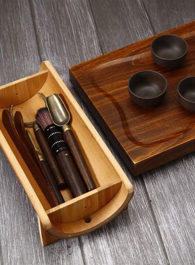 速发黑檀木茶道夫君子套泡手工竹制功六茶具茶则茶刀杯叉茶夹装茶