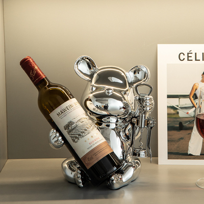 速发家用葡萄红酒架摆件轻奢熊酒托杯架子酒柜客厅家居装饰品