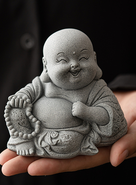 热销可爱弥勒f佛小佛茶宠摆件家居青砂石桌面鱼缸景观盆栽造景装