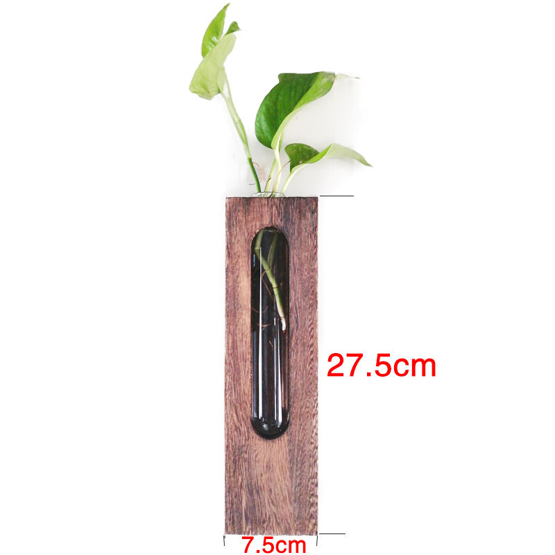 热销创意木架 绿萝水培花t瓶植物 办公桌面装饰物玻璃花器客厅摆