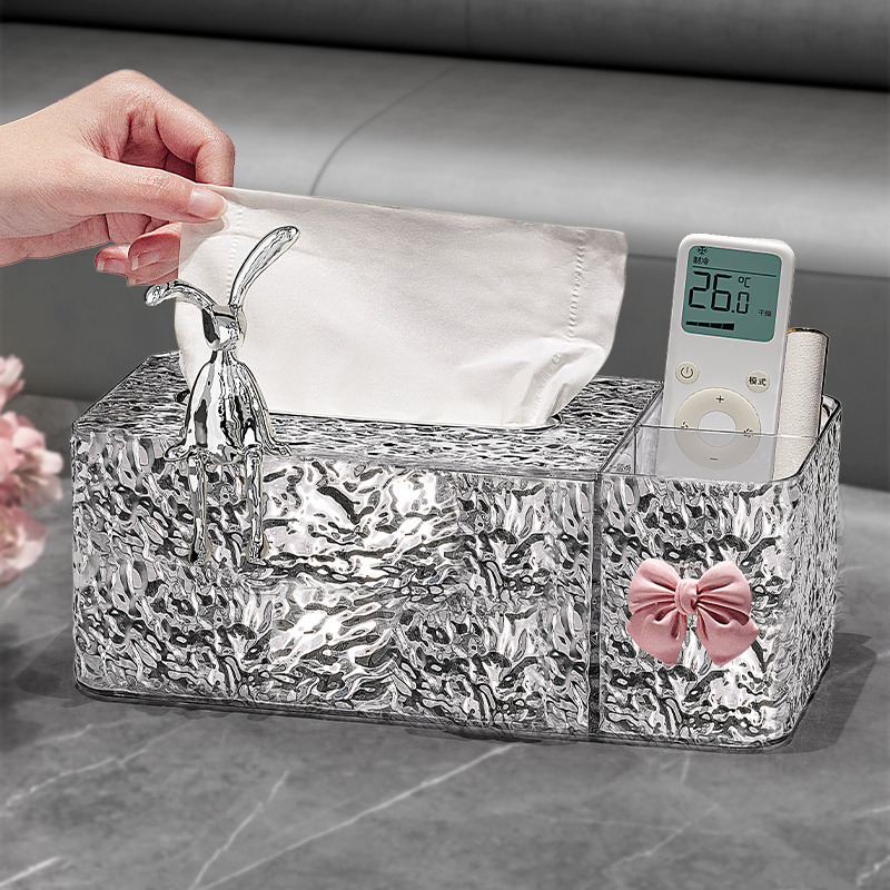 速发奢巾盒客厅轻纸抽纸盒茶几多功能收纳盒抽纸盒家用