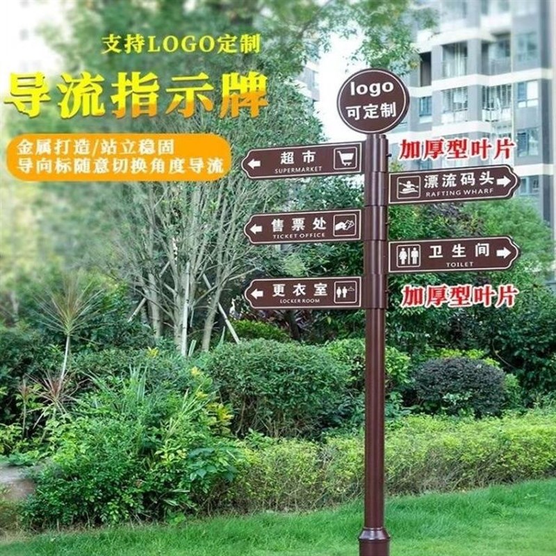 速发新款导向牌分流识区指示牌户外指路牌立式景区标小牌引导牌作