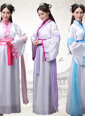 速发古裙服装仙送演出服七仙 改良汉服装唐装汉服服装襦装 披帛
