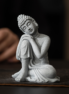 速发青砂石禅意创意装景观鱼缸造景佛像摆件花卉盆景客厅佛陀茶宠