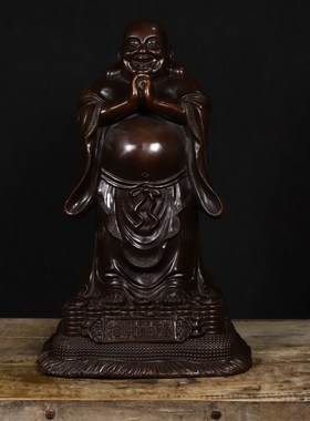 速发弥摆佛摆件大肚佛勒口笑佛家用供奉铜像车载客厅弥勒菩萨开件