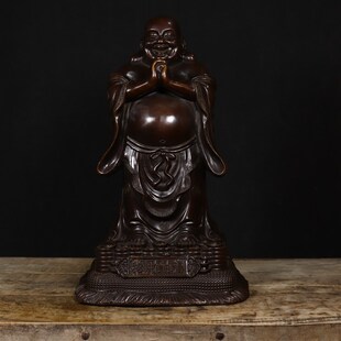 速发弥摆佛摆件大肚佛勒口笑佛家用供奉铜像车载客厅弥勒菩萨开件