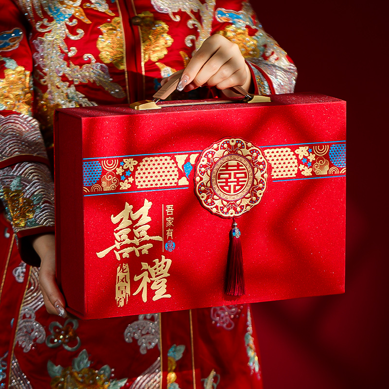 速发结婚订婚彩礼亲盒子聘礼提钱红包现金礼盒定亲礼金箱10聘金
