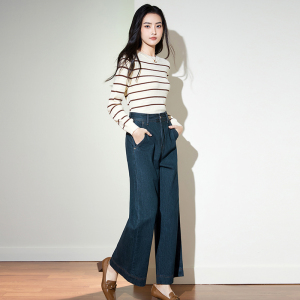 麦呈阔腿裤女垂坠感2024新款百搭显瘦长裤宽松春夏女士高腰牛仔裤