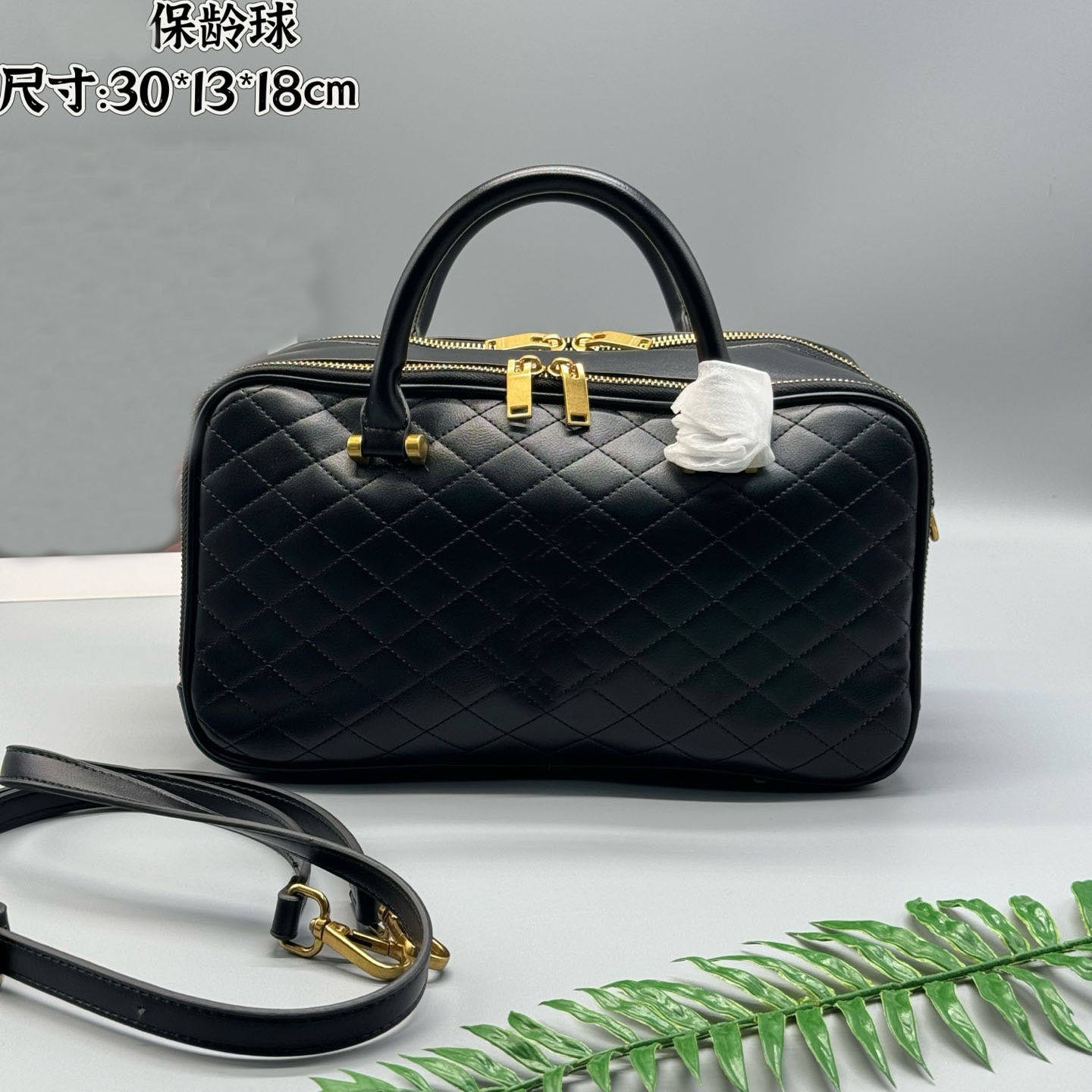 新款时尚百搭牛皮手提包单肩包托特包大容量旅行包保龄球包30cm
