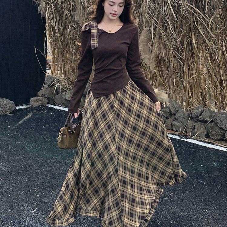 2025秋季新款胖mm琥珀学院风裙子时尚套装韩版复古格子半身裙女,女装/女士精品,大码套装,淘宝优惠券,粉丝福利购,淘宝优惠卷