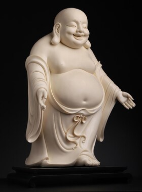 新品《大福报》林建平陶瓷摆件z大肚弥勒笑佛弥勒佛招财送礼摆件