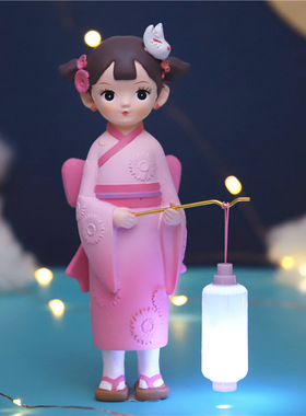 极速古风创意礼品和服女孩晴川格格系列手提小夜灯U摆件装饰工艺