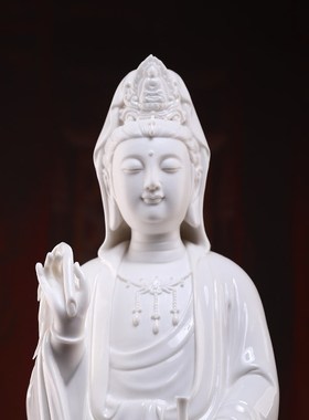 新品德化陶瓷21m吋观音佛像供奉家用摆件立式观世音菩萨像站像