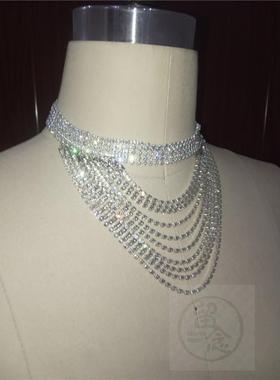极速。Insdiy gmulti-layer diamond necklace flash diamond cla