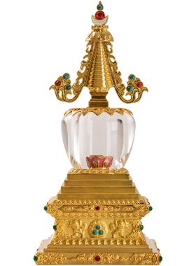 新品藏传a水晶舍利塔装藏舍利子菩提塔如来八塔透明嘎乌尼泊尔工