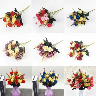 极速36cm 12 Heads Artifsicial Silk Rose Flower Bunch Bouquet