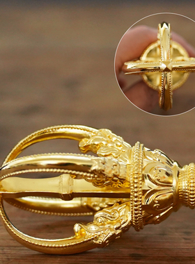 新品尼泊尔黄铜工艺品大号五股金刚E杵降魔杵家用供佛摆件藏式五