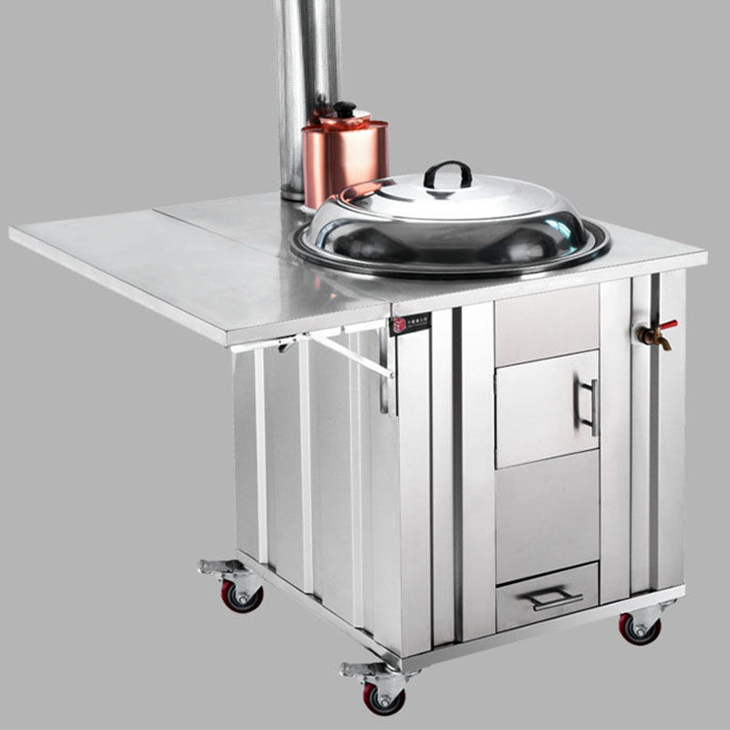 极速新品柴火灶不锈钢移动大锅台室内无I烟商用炉灶烧T木柴户外地