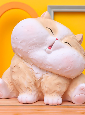 极速新品创d意灰色肥猫大容量储蓄钱罐家居装饰摆件节日礼品