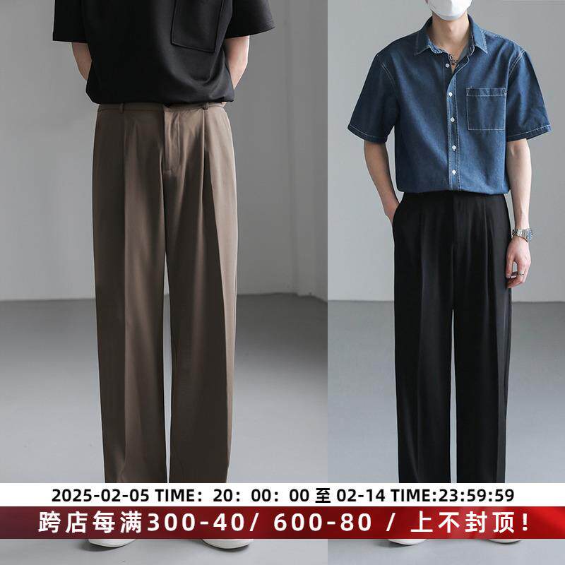 ZPZ高级垂感西装裤韩版宽松阔腿长裤 男士休闲裤潮牌痞帅直筒西裤