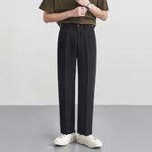 阔腿宽松休闲直筒长裤 夏季 裤 子男高级感显瘦垂感西装 高级感黑色裤