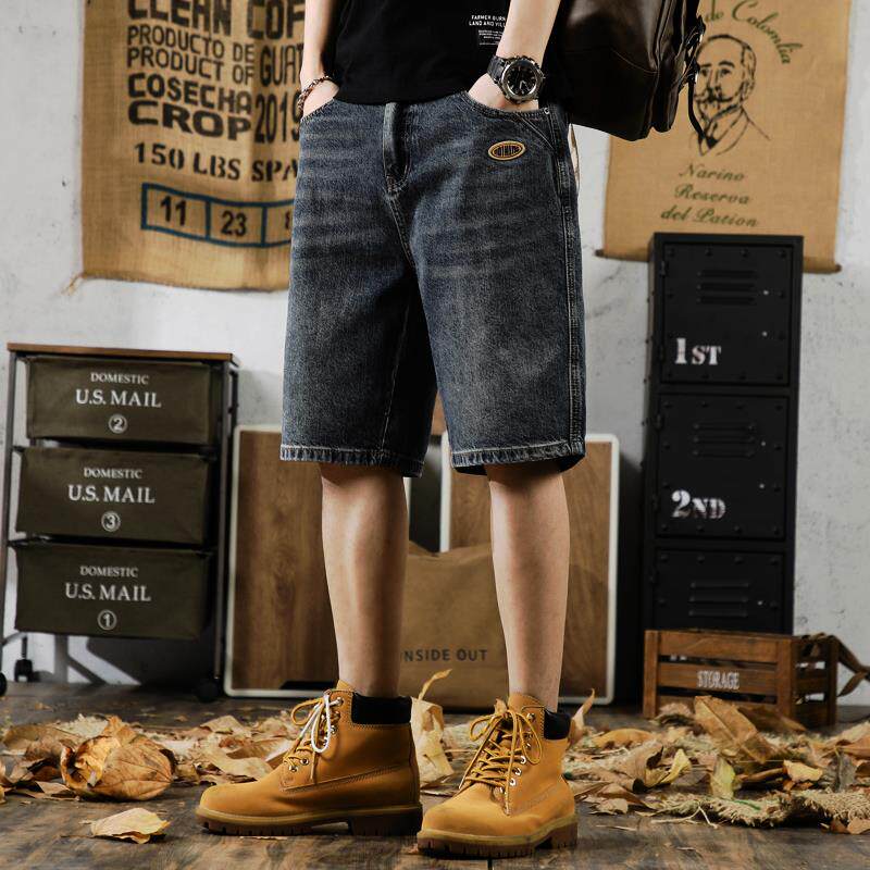 美式休闲牛仔短裤男5分外穿2025夏季宽松大码百搭五分裤加肥中裤