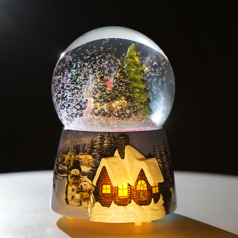 热销水晶球音乐盒女童生日礼x物孩子儿女生小公主蓝牙可发光雪花
