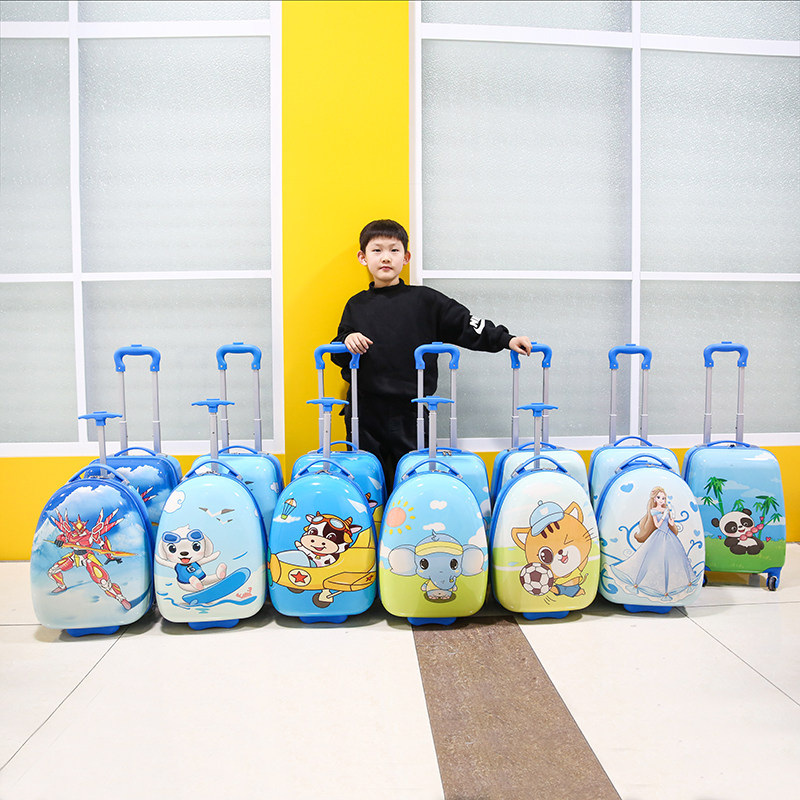 热销新款16寸18寸卡通可爱单向B轮蛋壳小学生书包儿童拉杆箱行李