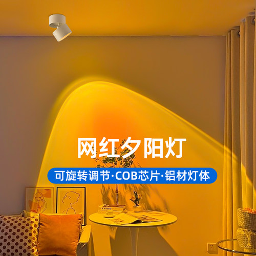热销明装日不落夕阳红射灯洗墙可调D角度折叠家用客厅玄关照画气