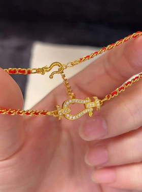 马蹄扣本命年红绳手链轻奢感编织手绳新中式小众红色马年手饰