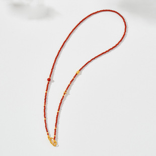 链南红玛瑙项链女配饰长款毛衣链秋冬轻奢感小马吊坠饰品百搭项链