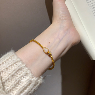 铜镀金古法沙金新中式复古白玉葫芦手链女感手串小众轻奢串珠手饰