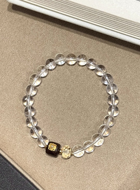 s925银白水晶手串女生沉香串珠手链轻奢感小众新中式手饰